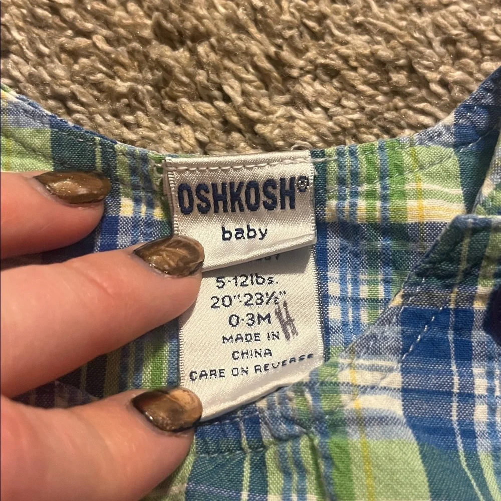 OshKosh B'gosh Vintage Blue and Green Baby Romper 0-3M‎